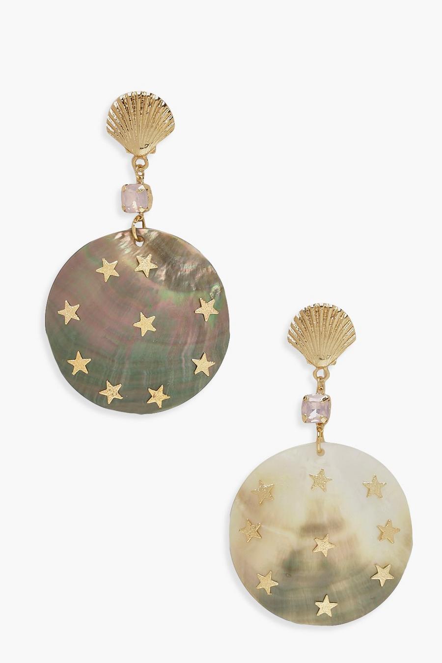 Multi Iridescent Shell Disc Earrings image number 1
