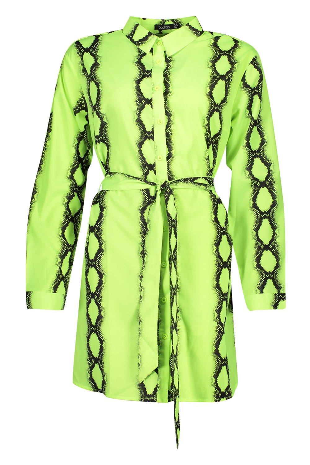 boohoo snake print shirt dress