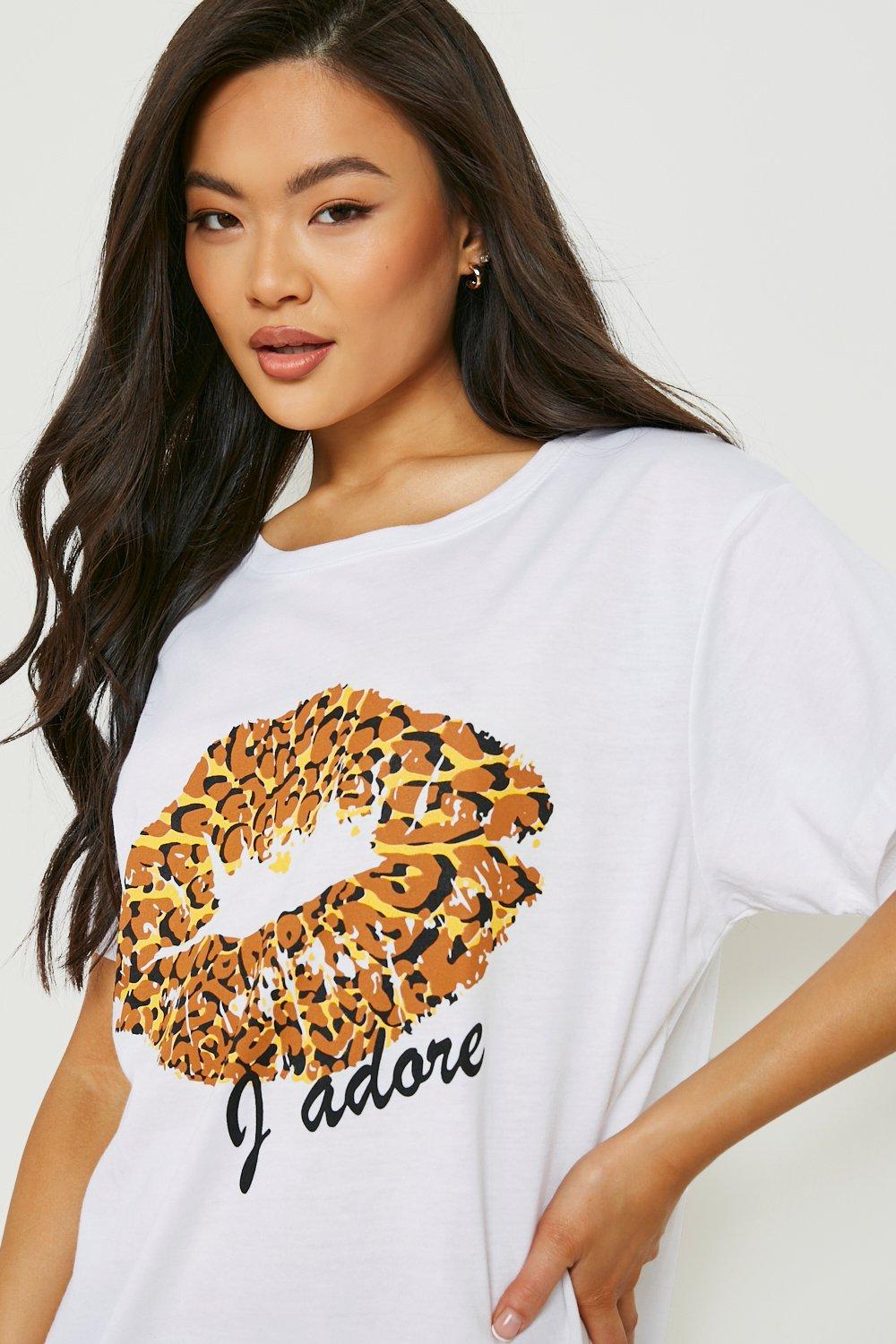 Leopard print lips t shirt dress on sale