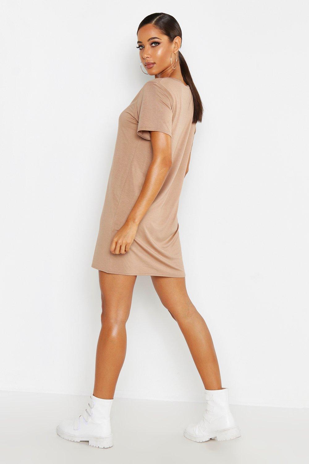 V Neck Short Sleeve T Shirt Dress