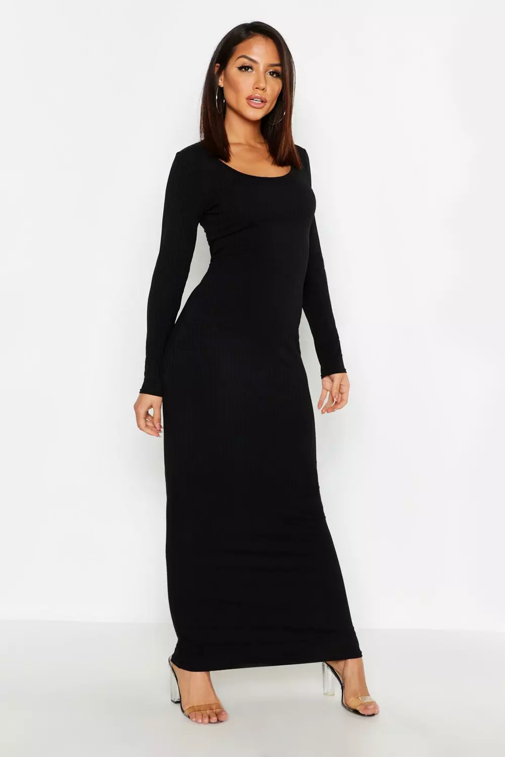 Black maxi sale ribbed dress