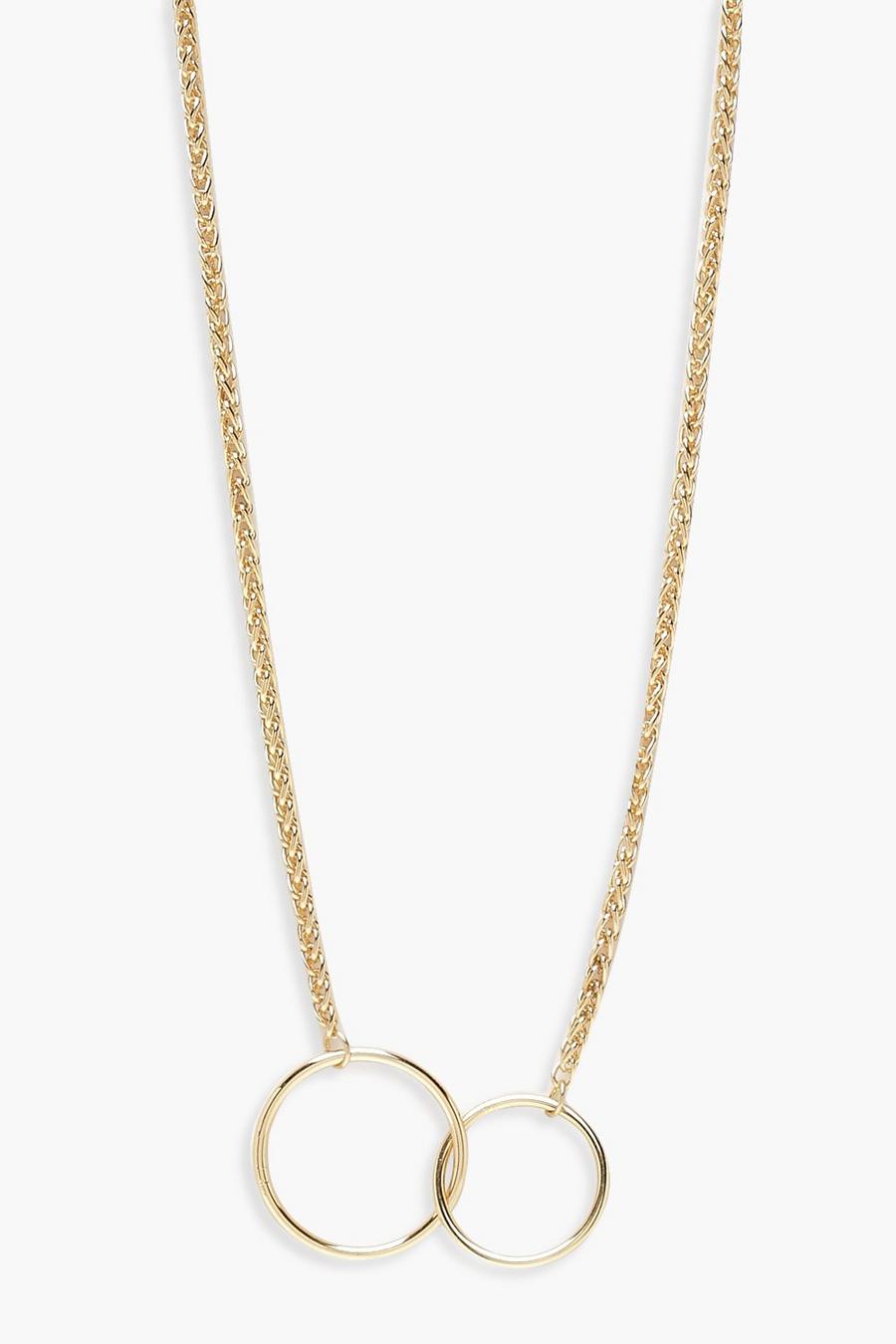 Gold Double Linked Circle Necklace image number 1
