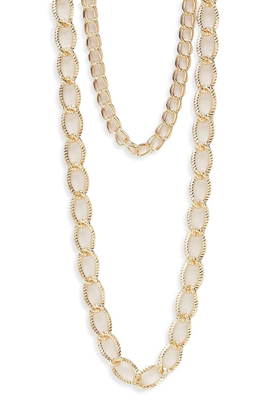 Gold metallic Double Layer Chunky Chain Necklace image number 1