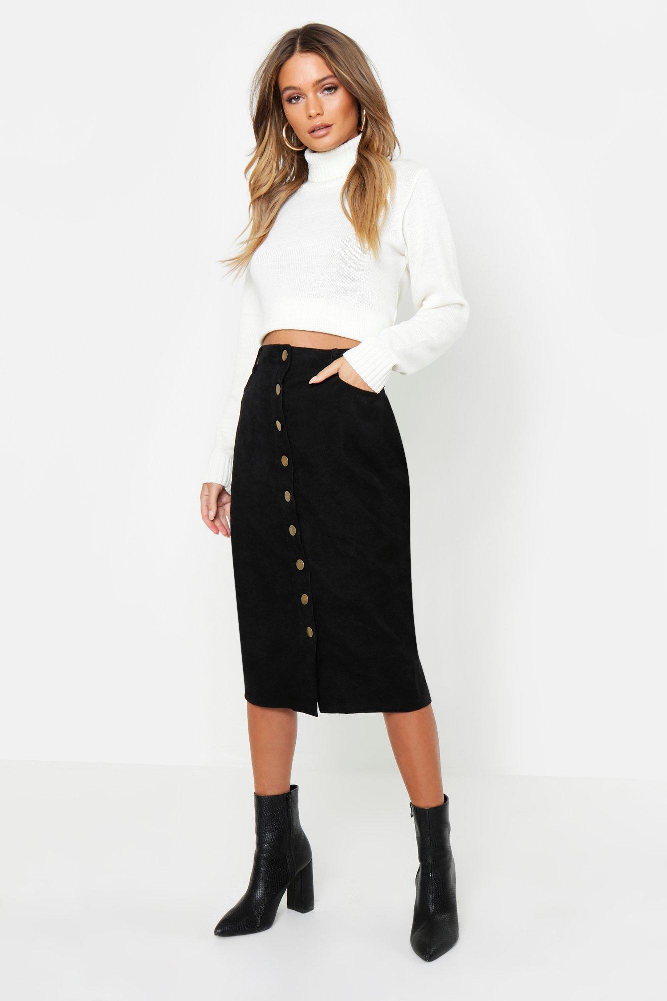 cord midi skirt