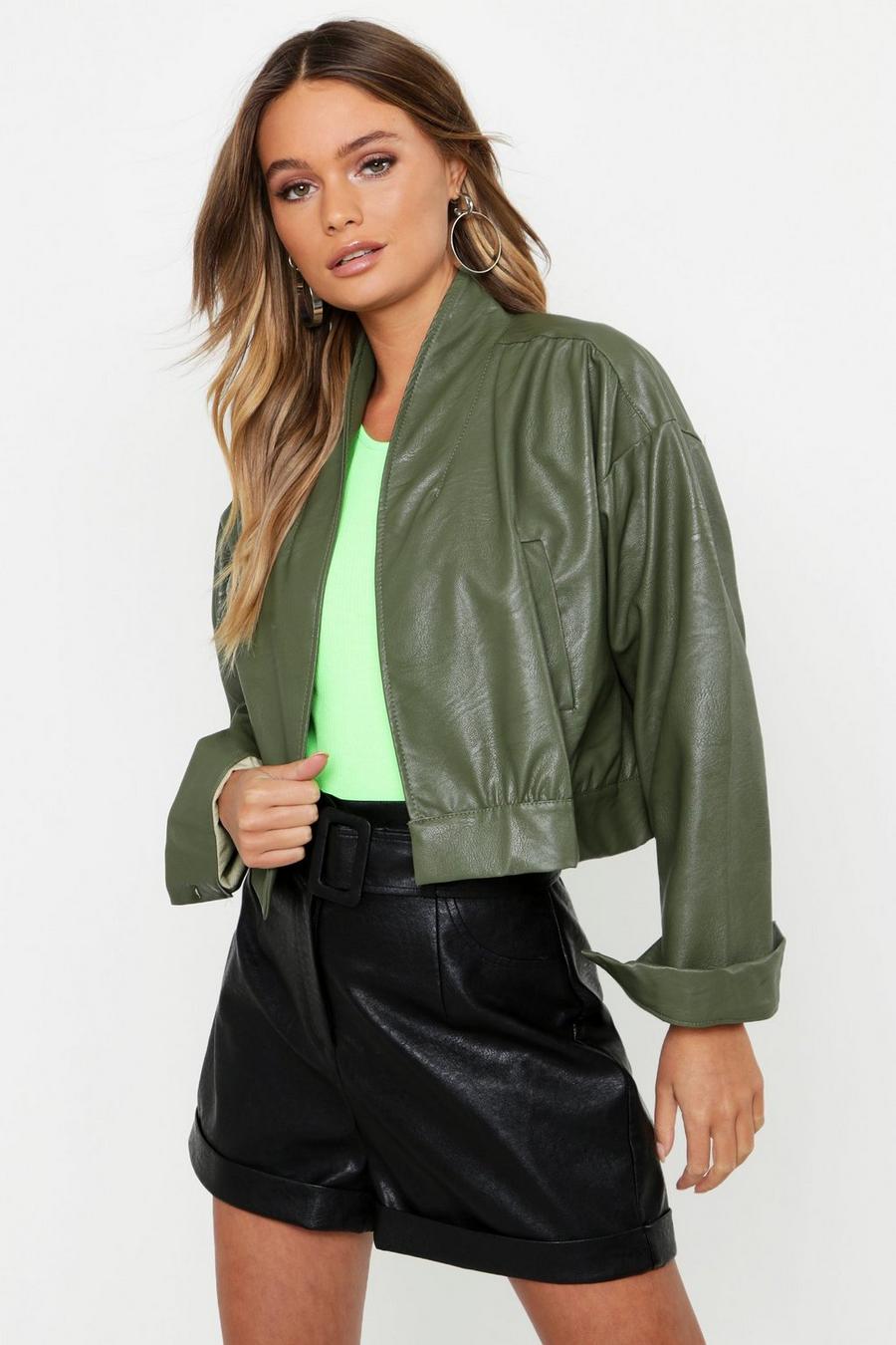 Crop Faux Leather Jacket image number 1