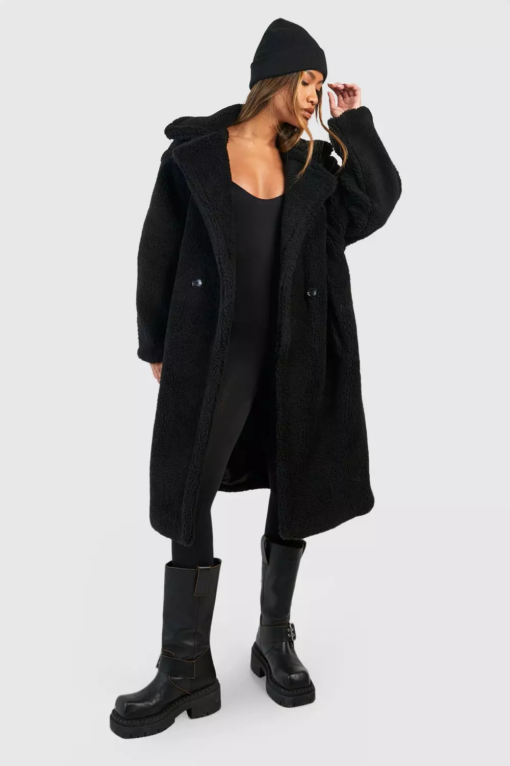 ◇hug your skin◇ Teddy fur coat black Boohoo ME