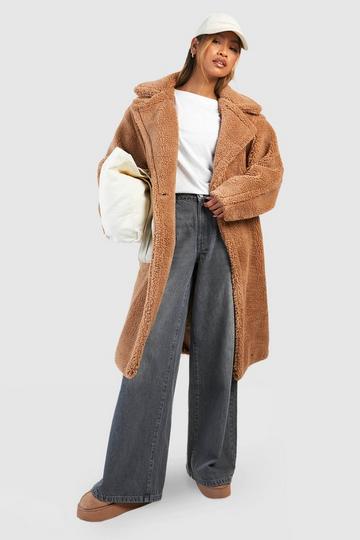 Oversized Teddy Faux Fur Coat camel