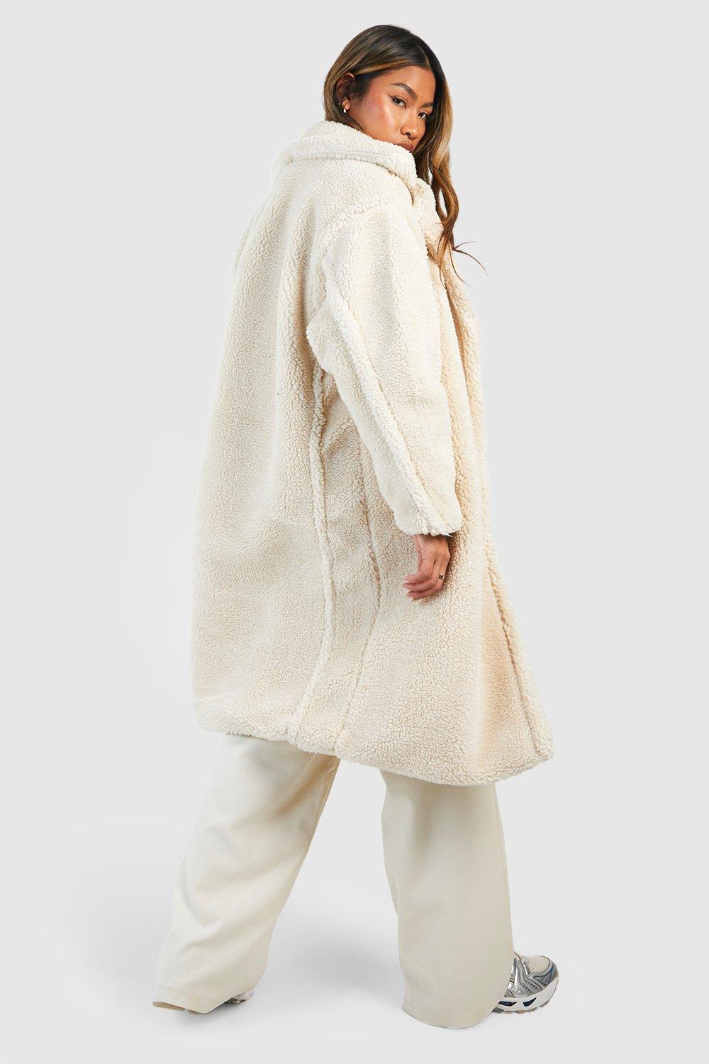 Cream oversized 2025 teddy coat