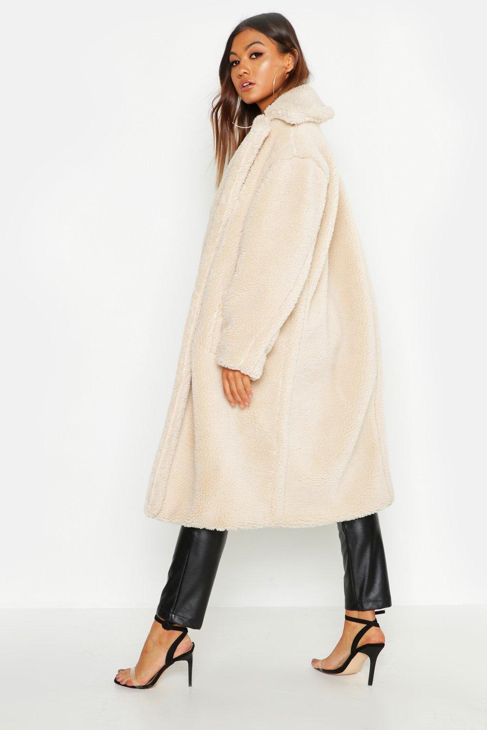 boohoo oversized teddy faux fur coat