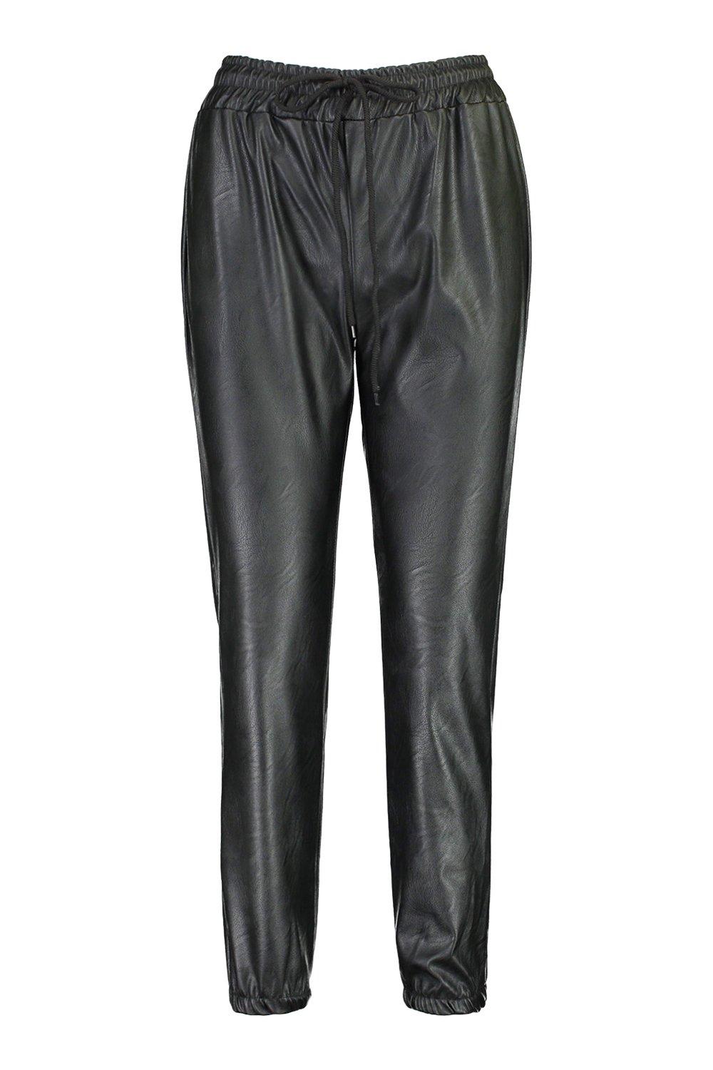 leather look tracksuit pants