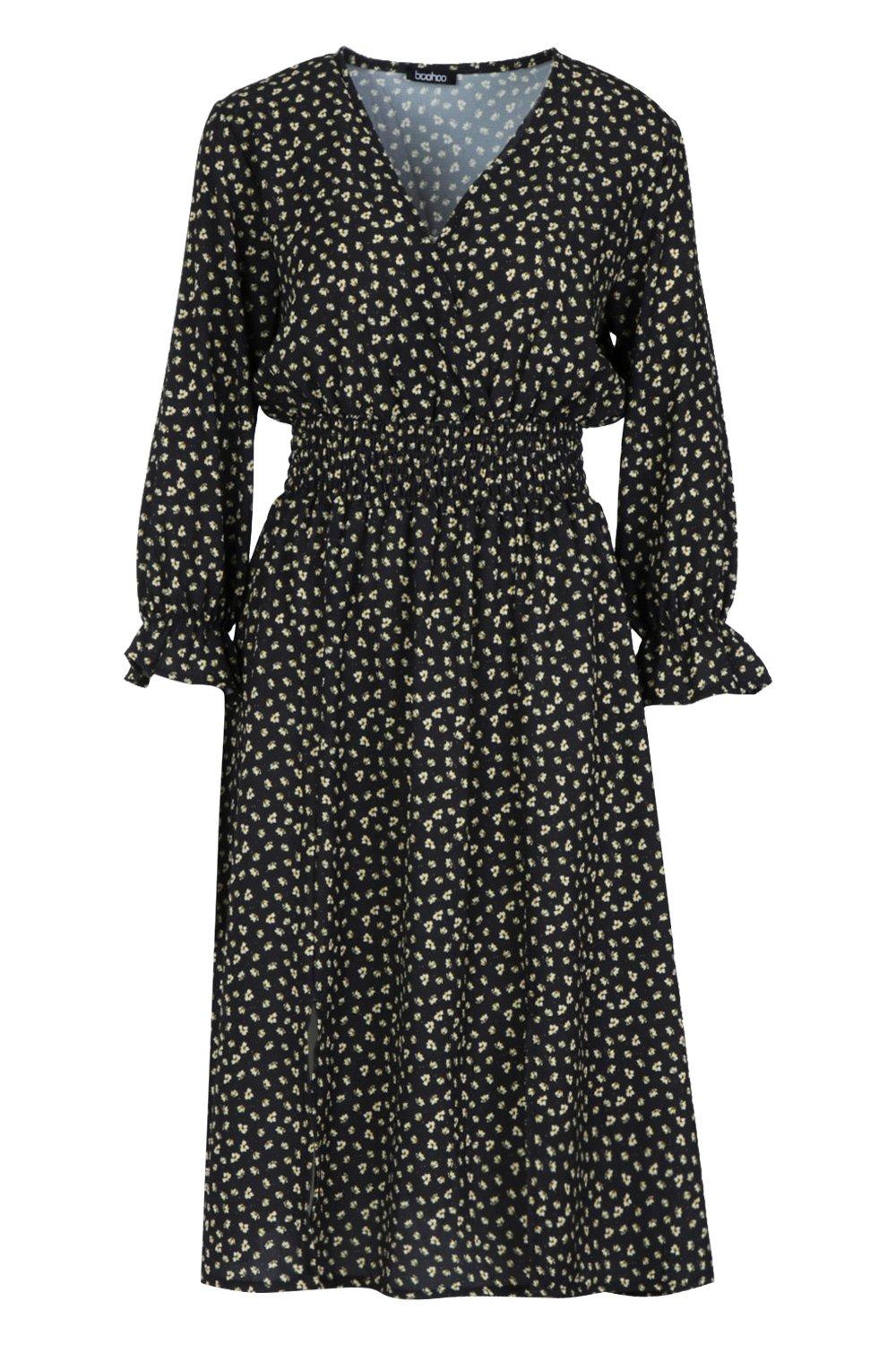 floral split midi dress
