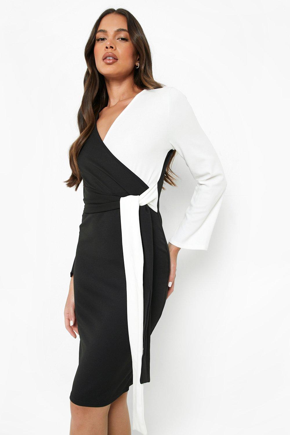 Shape Black Snatched Rib Contrast Midi Dress