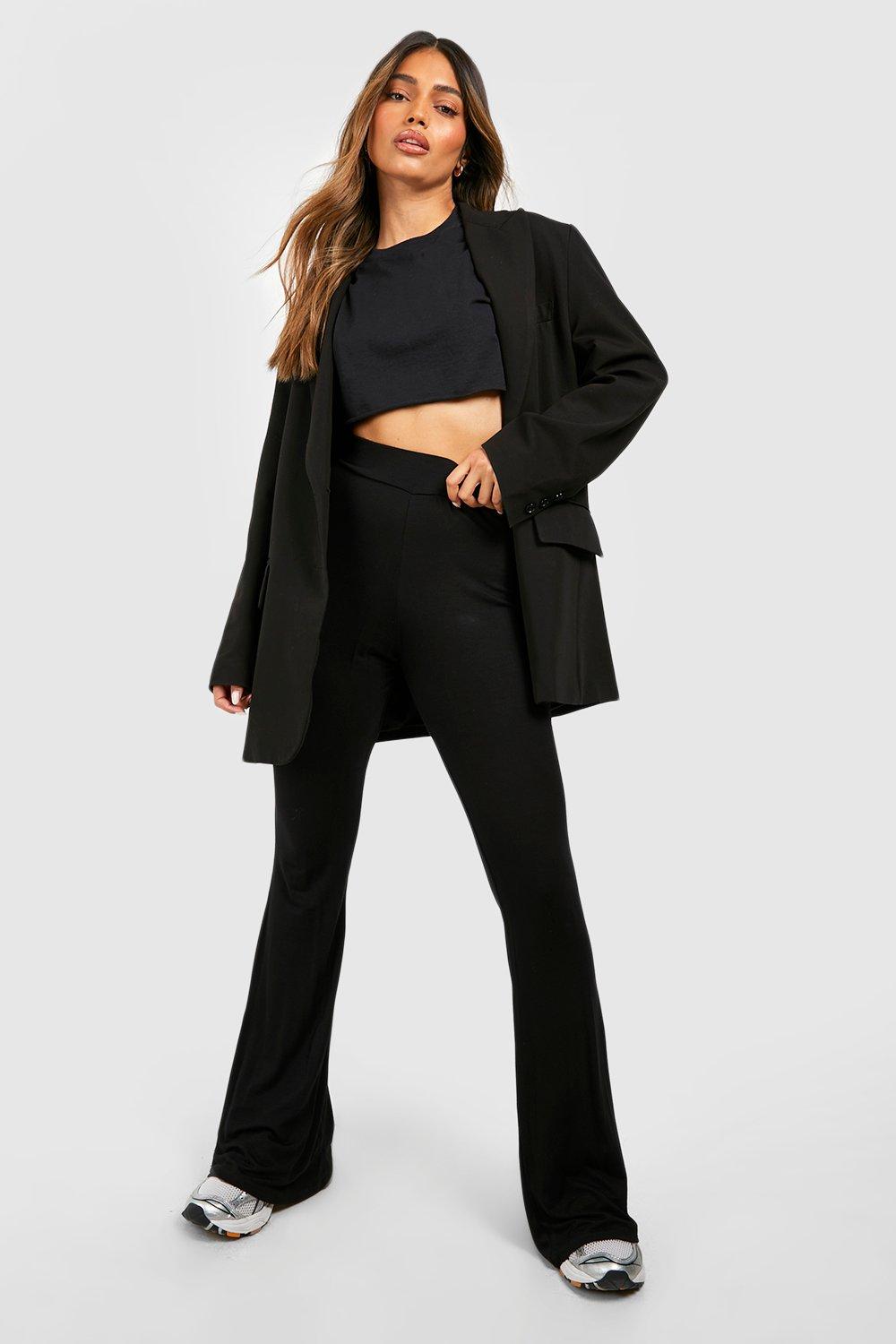 Black High Waist Fitted Flared Pants