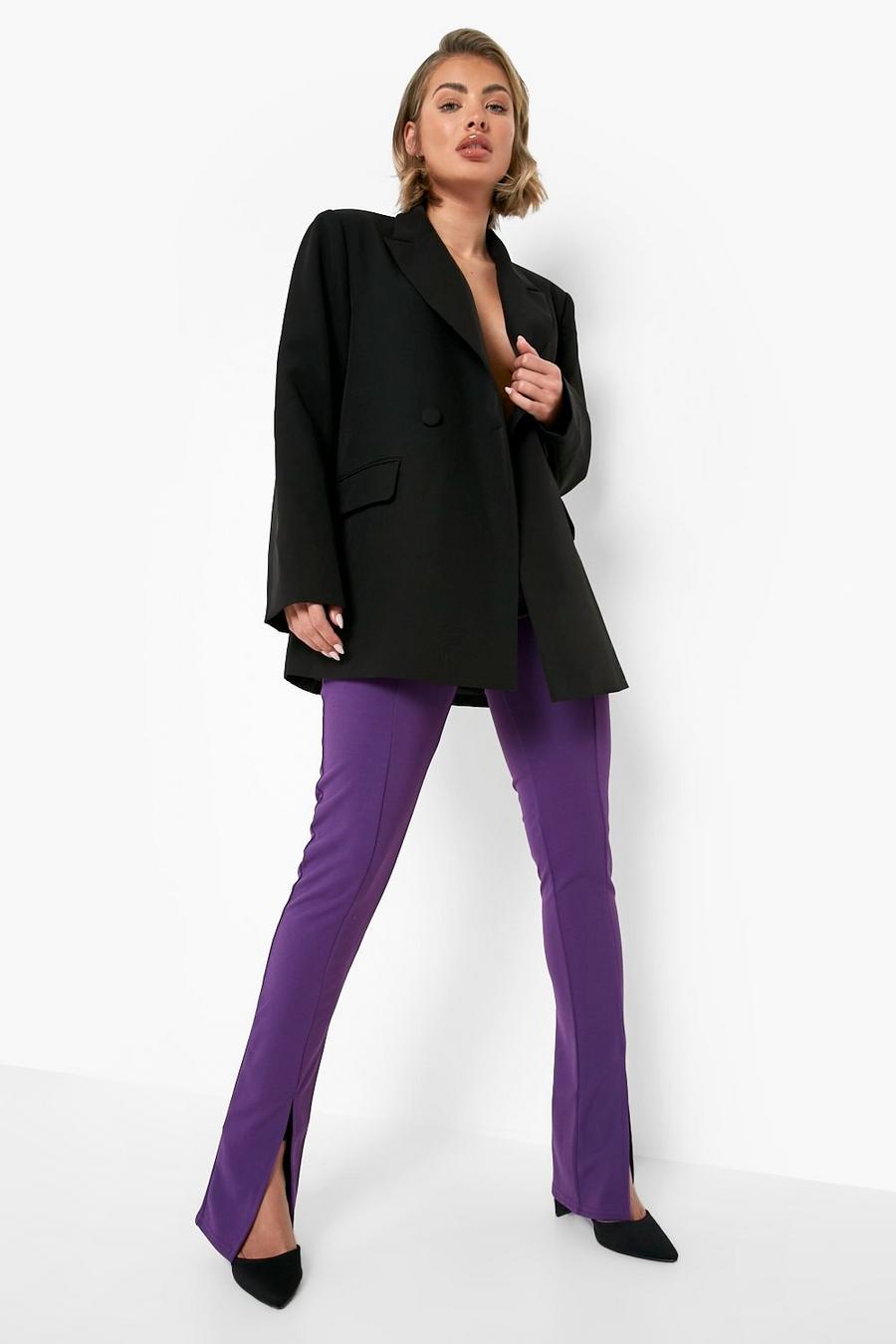 Purple Boohoo Abstract Print Split Hem Leggings in Lilac Slacks and Chinos Leggings Womens Clothing Trousers 