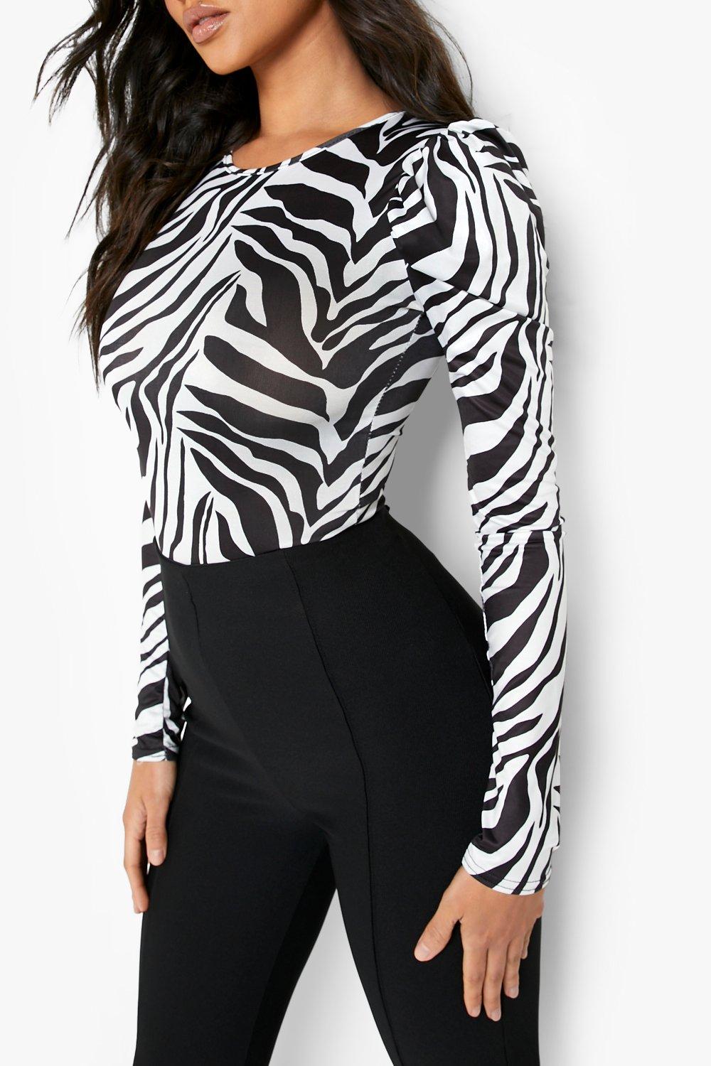 Women's Tall Double Layer Slinky Zebra Print Bodysuit