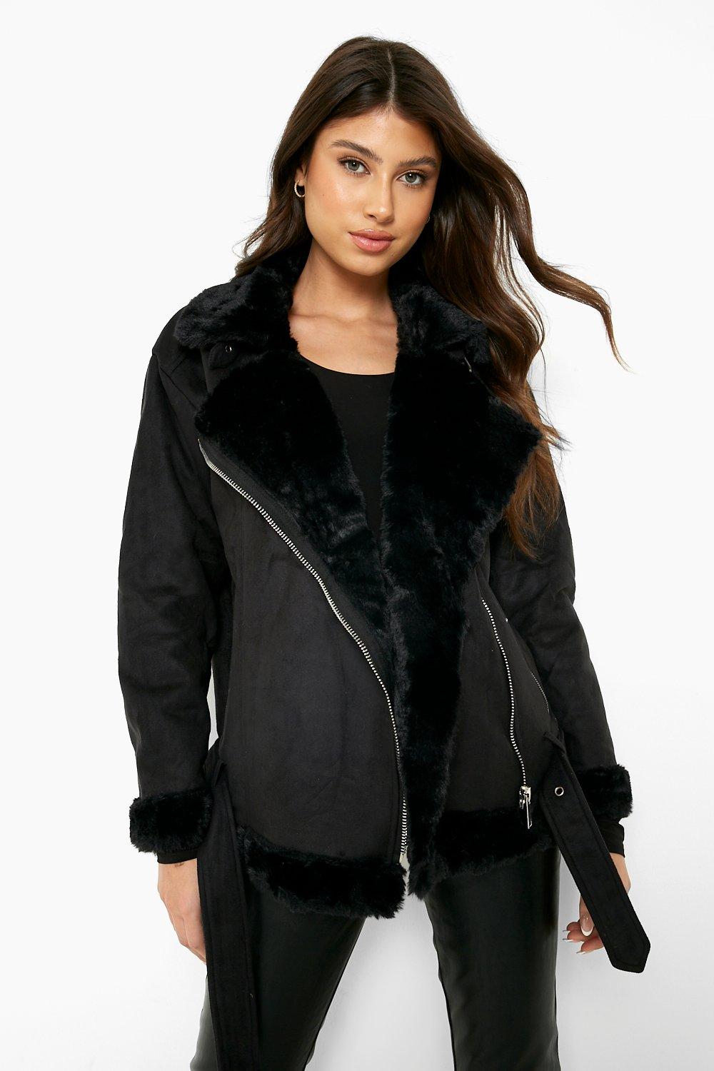 Black aviator jacket boohoo sale