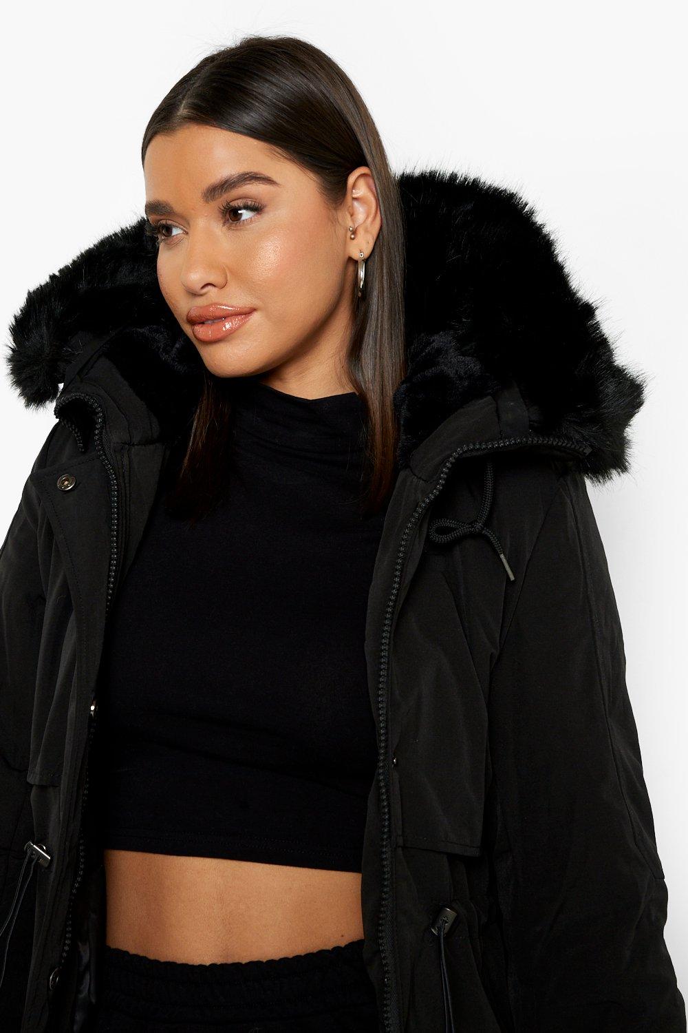 Boohoo hooded clearance coat