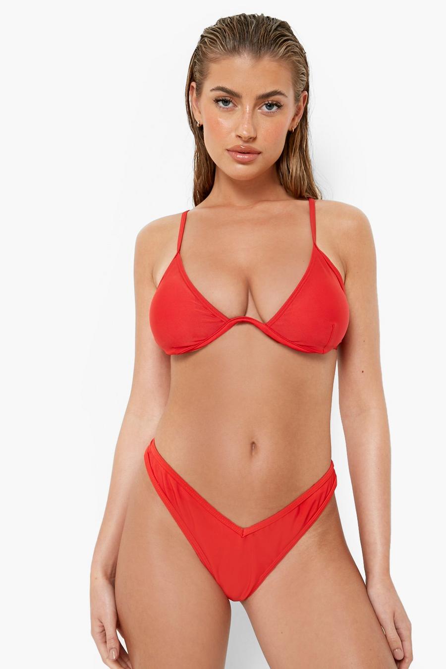 Red röd Essentials Fuller Bust Recycled Bikini Top