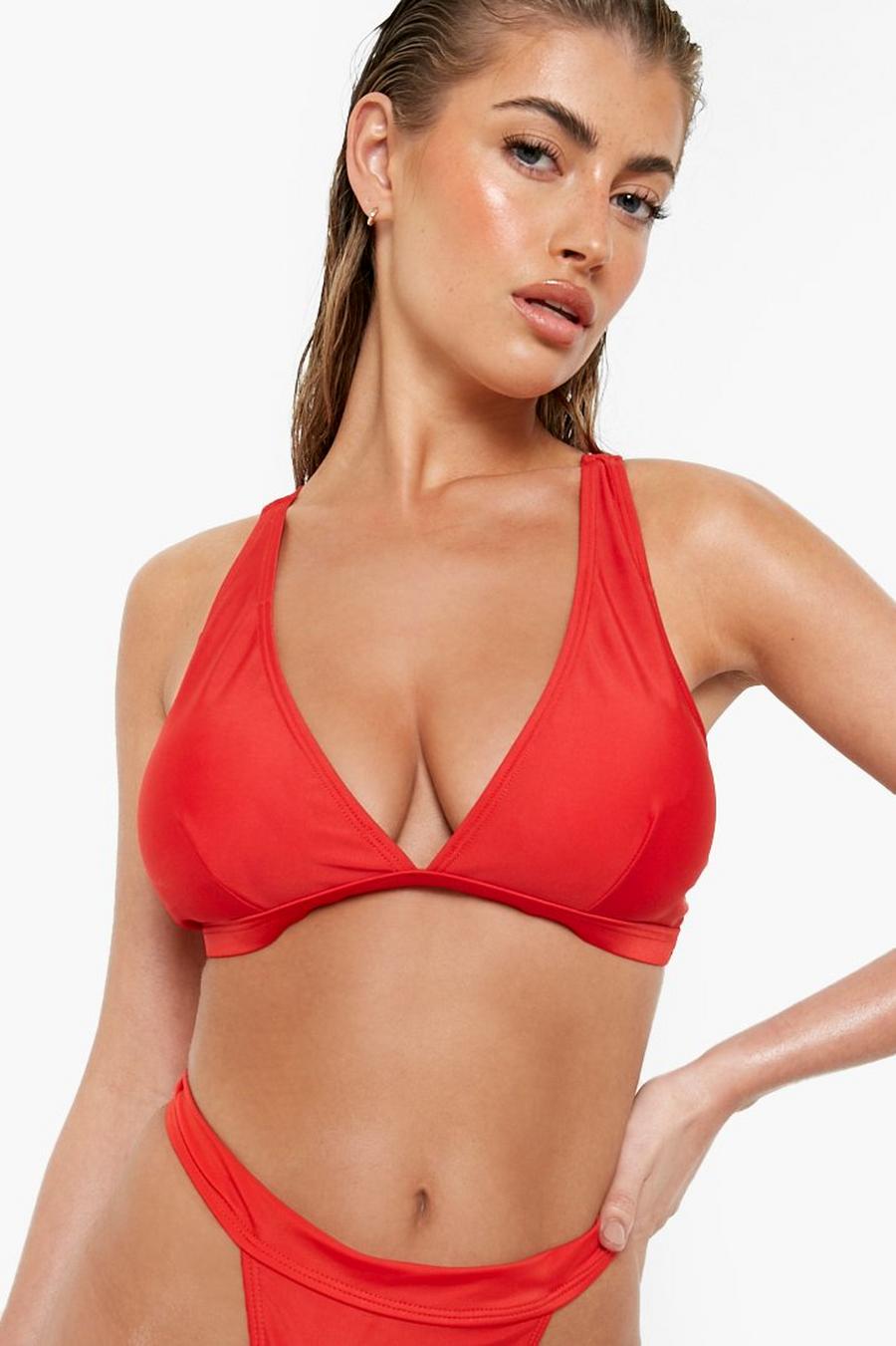 Red Essentials Fuller Bust Bikini Top image number 1