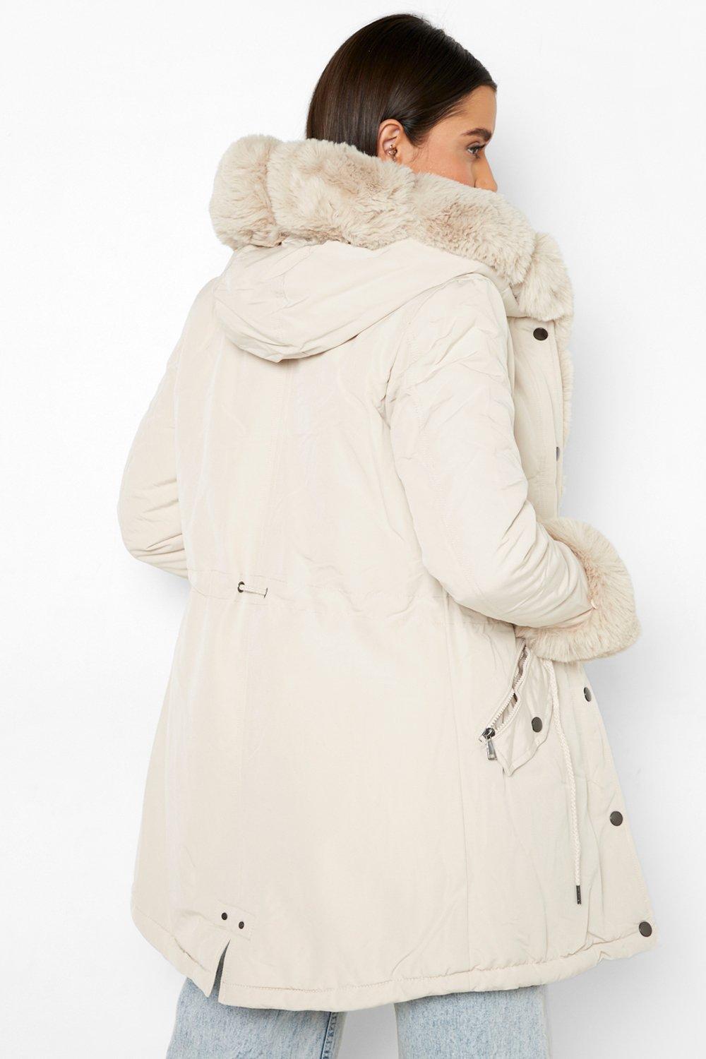 Faux Fur Lined Parka Coat