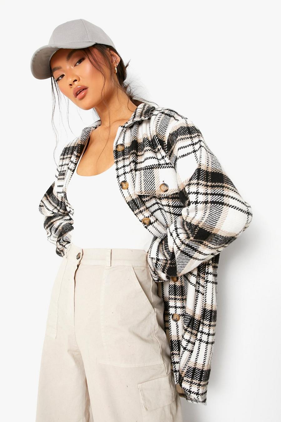 Taupe Oversized Check Shirt image number 1