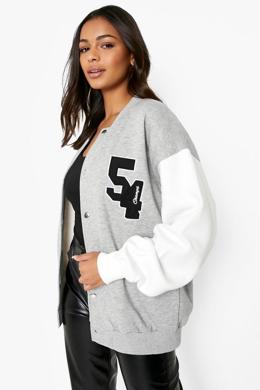 Bomber style universitaire effet color block, Grey image number 1