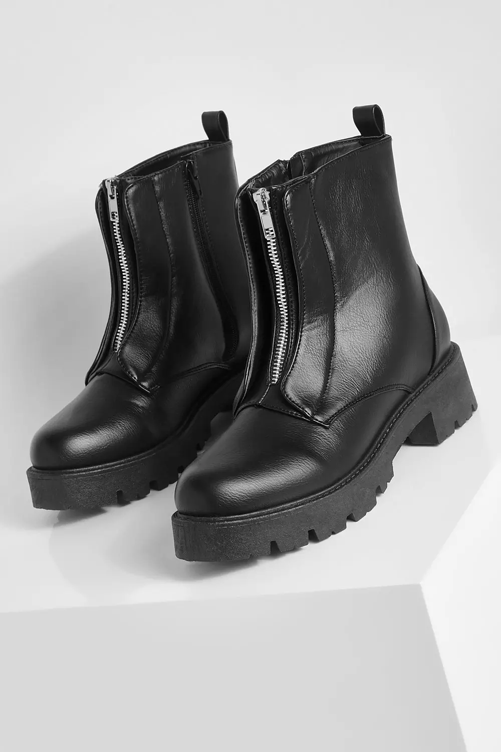 Black Zip Front Hiker Boots alternative image