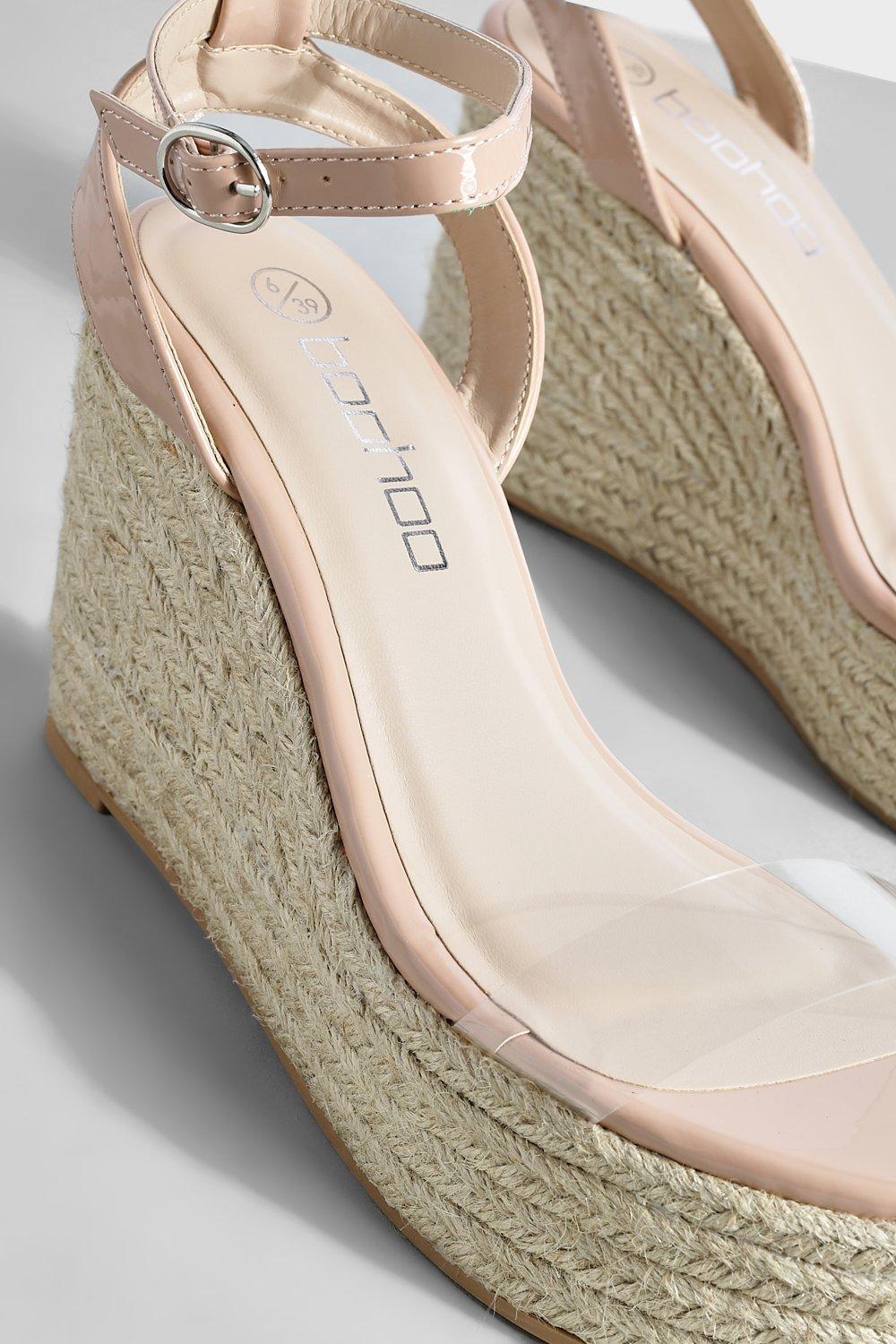 Tweedelige Espadrille Sleehakken Met Transparante Bandjes boohoo