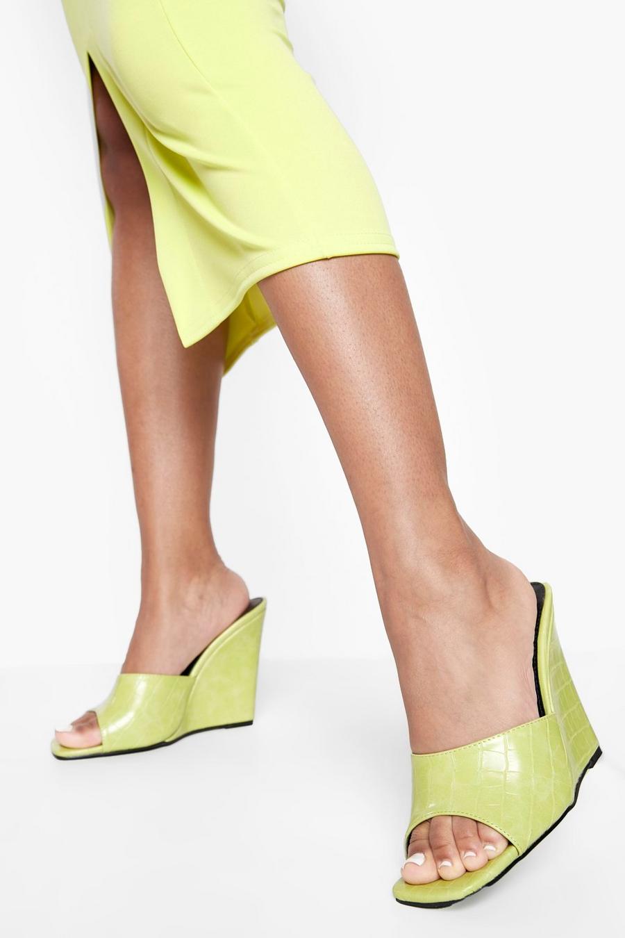 Lime Croc High Wedge image number 1