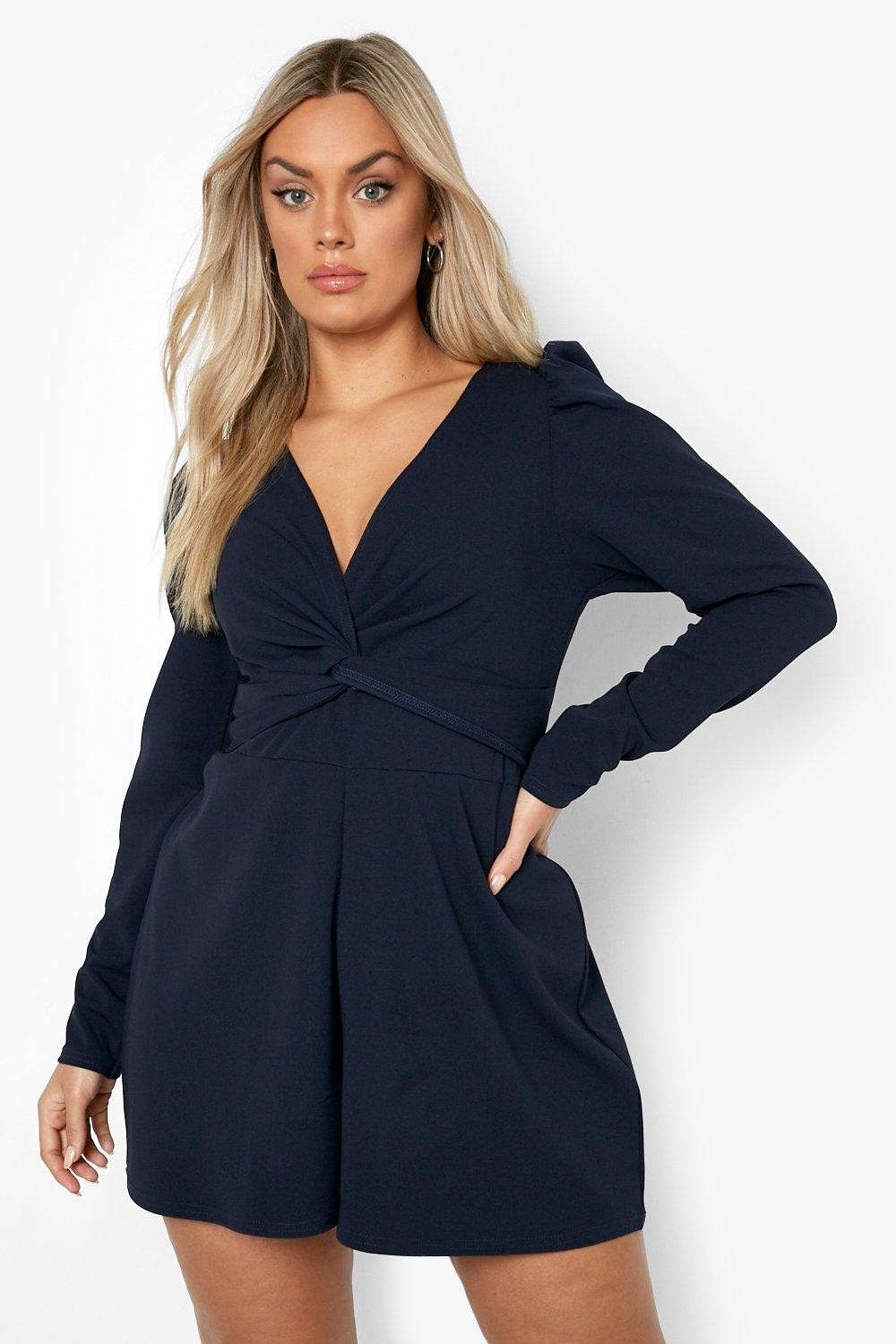 Missguided navy wrap clearance dress