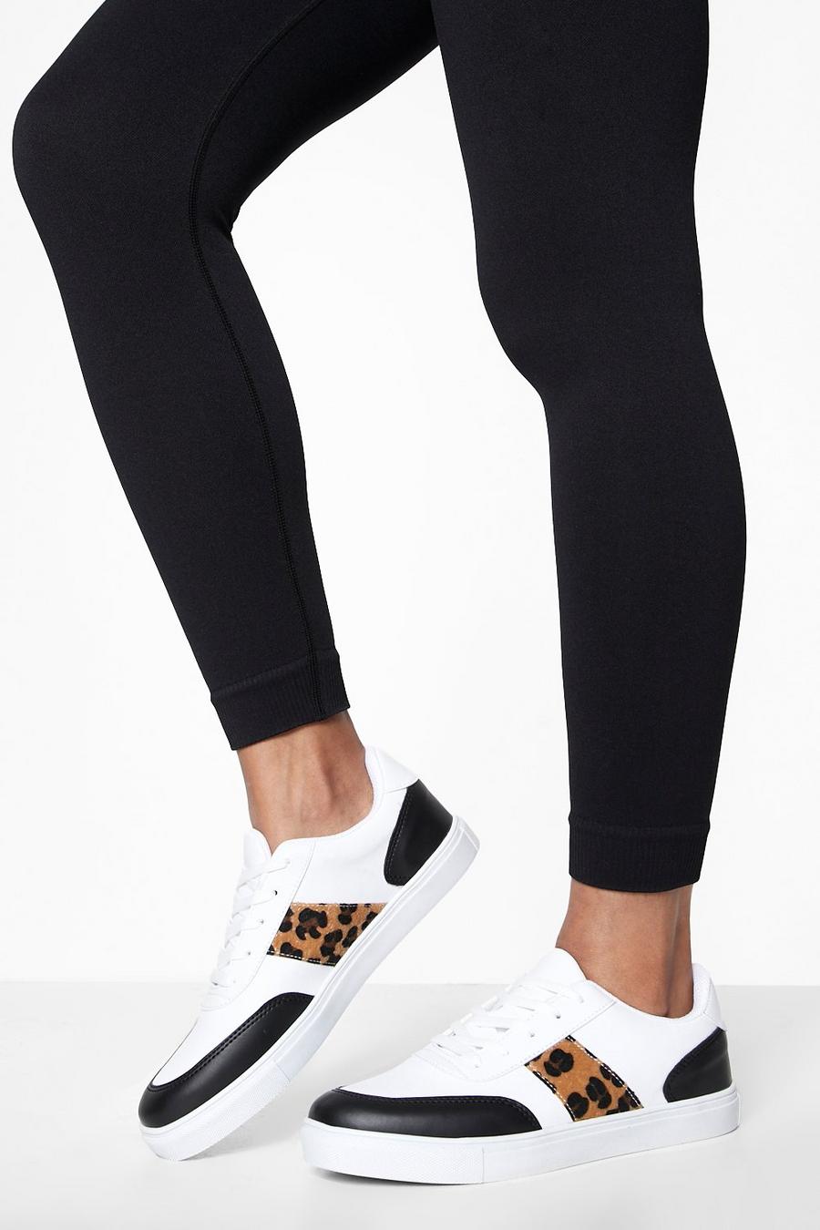 Leopard Panel Flat Sneakers image number 1