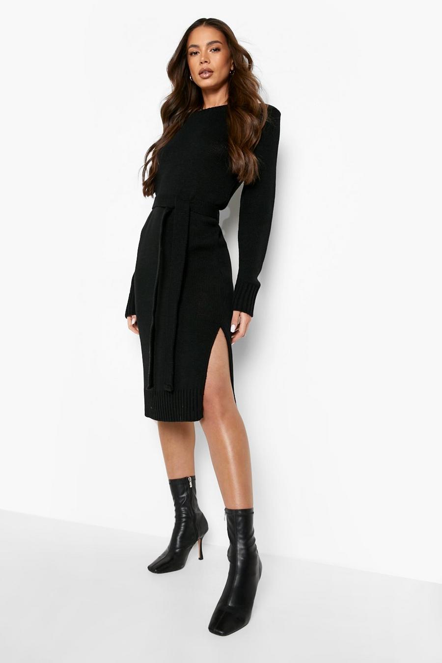 Black Belted Midi Dress