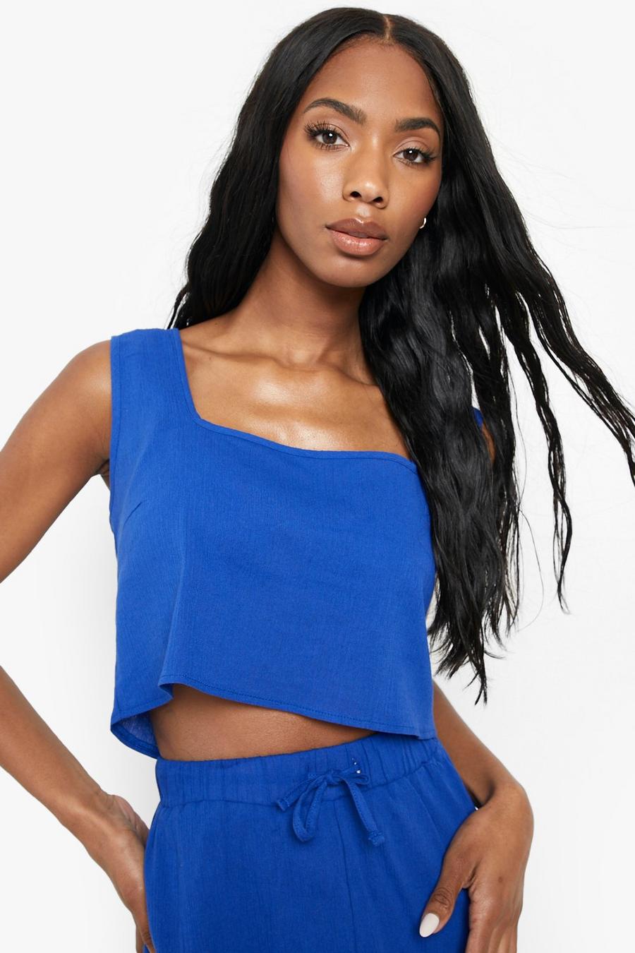Pacific blue Cotton Beach Crop Top image number 1