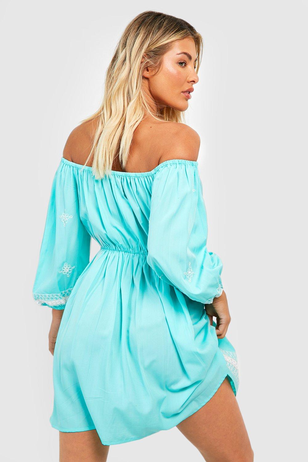 Embroidered dress outlet boohoo