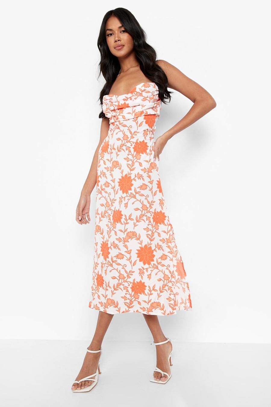 Orange Floral Strappy Slip Dress image number 1