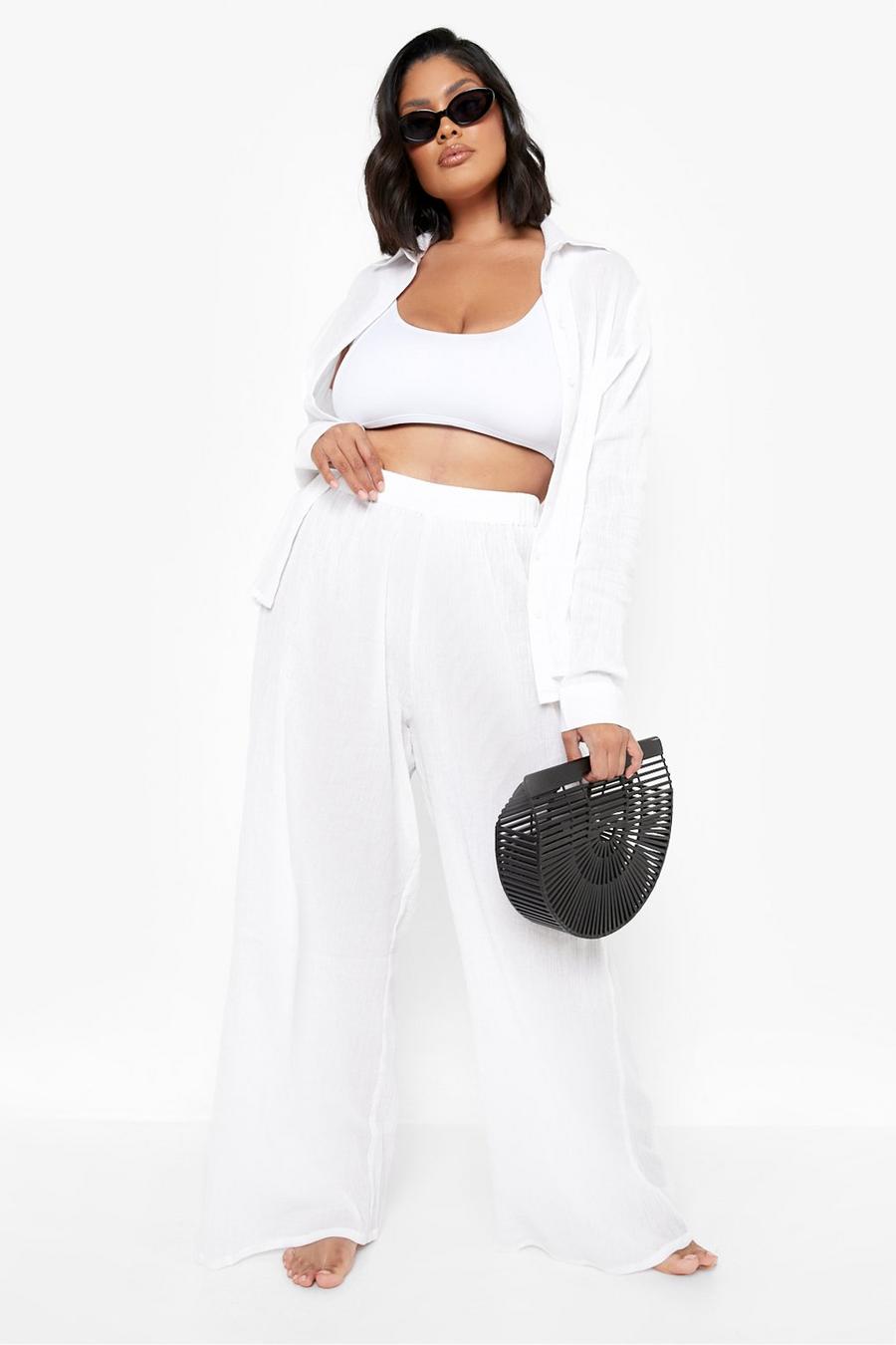 White Plus Beach Cheesecloth Shirt Two-Piece image number 1