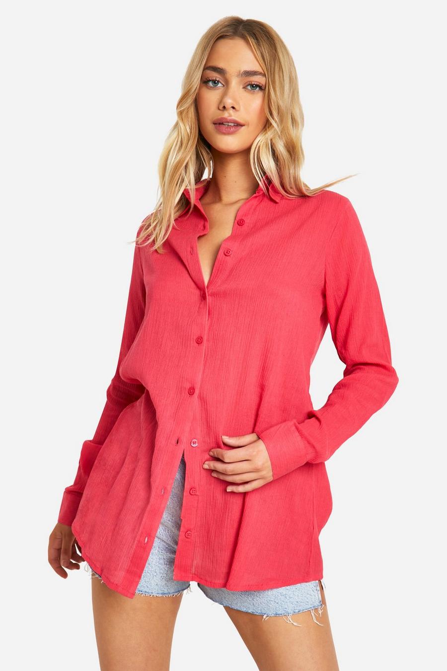 Pink Cheesecloth Oversized Shirt image number 1
