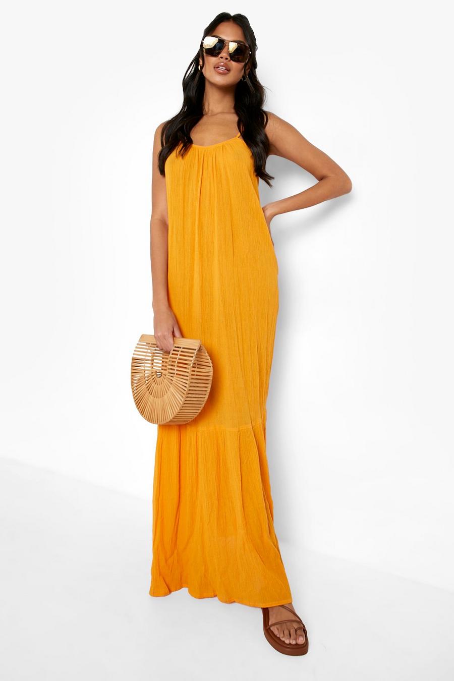 Saffron Cheesecloth Scoop Back Maxi Dress image number 1