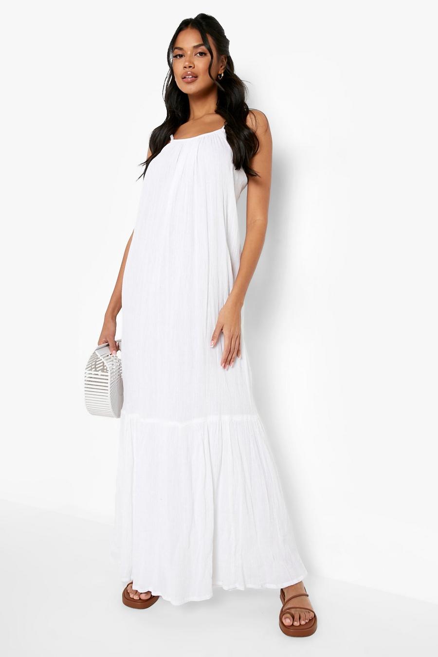 White vit Cheesecloth Scoop Back Maxi Dress image number 1