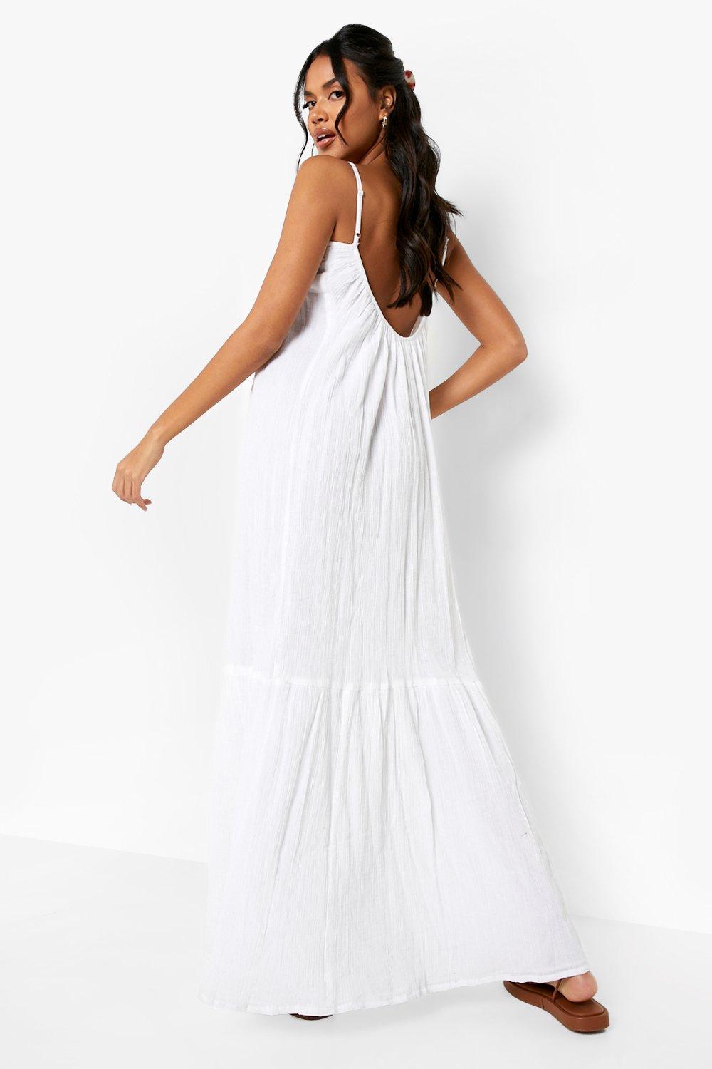 White cheesecloth cheap maxi dress