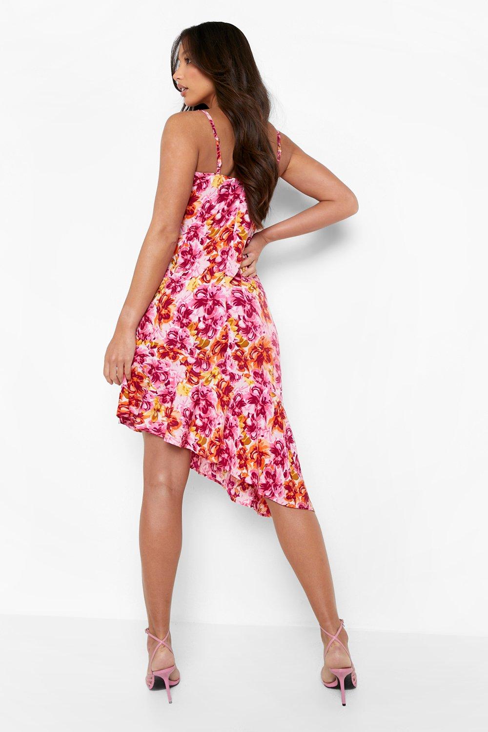 Tall Floral Ruffle Hem Shift Dress