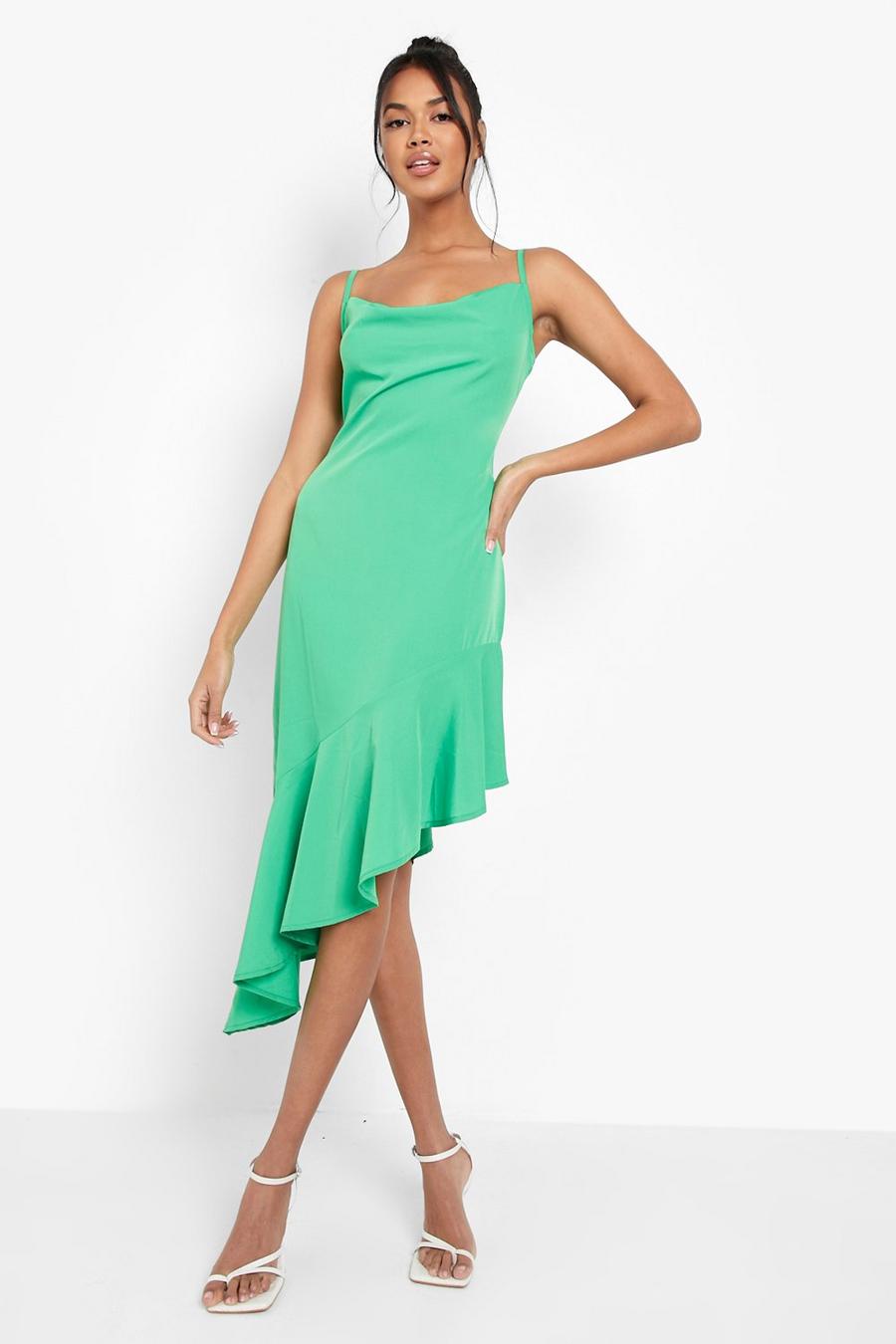 Bright green Frill Hem Strappy Slip Dress