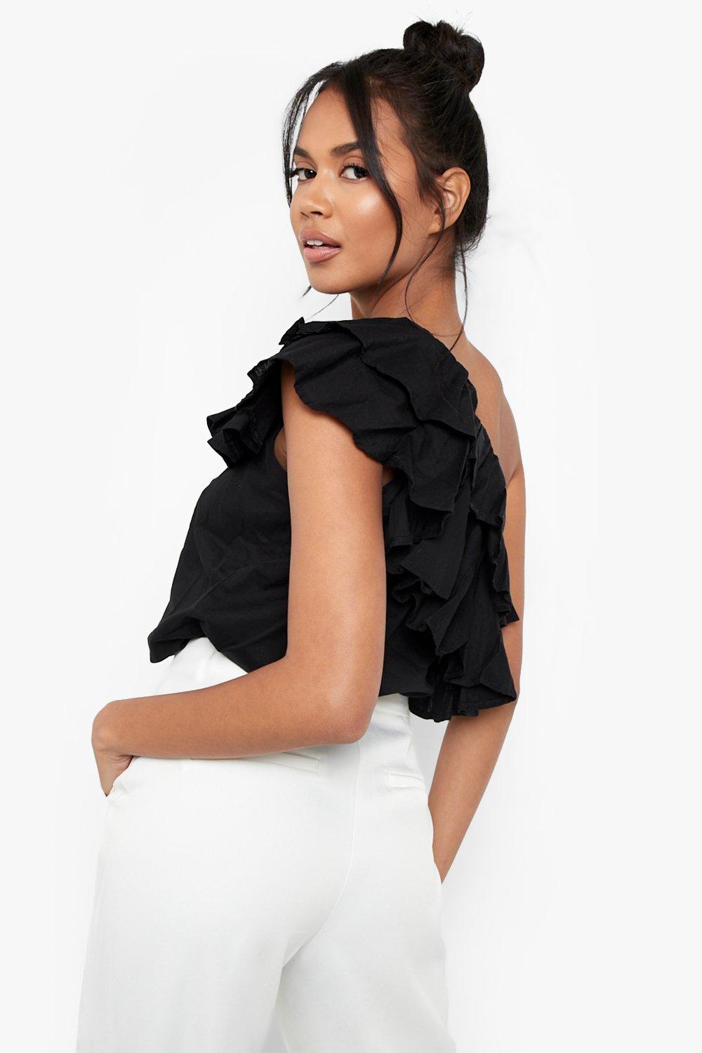 Woven Frill One Shoulder Top | boohoo NL