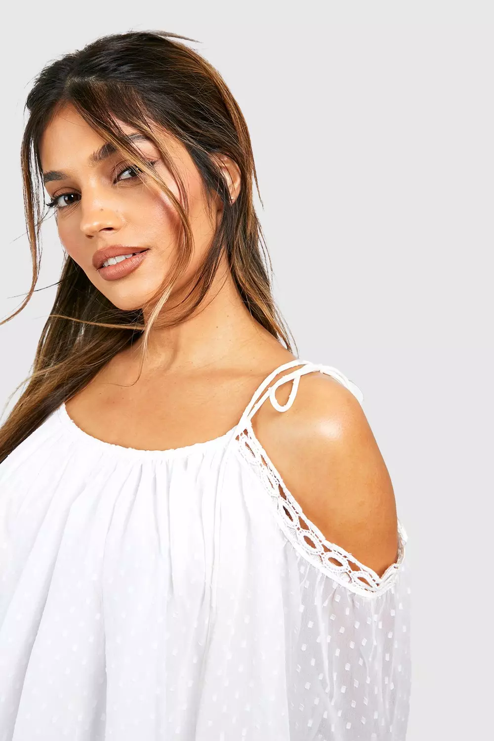 Pink Dobby Mesh Dropped Shoulder Top  alternative image