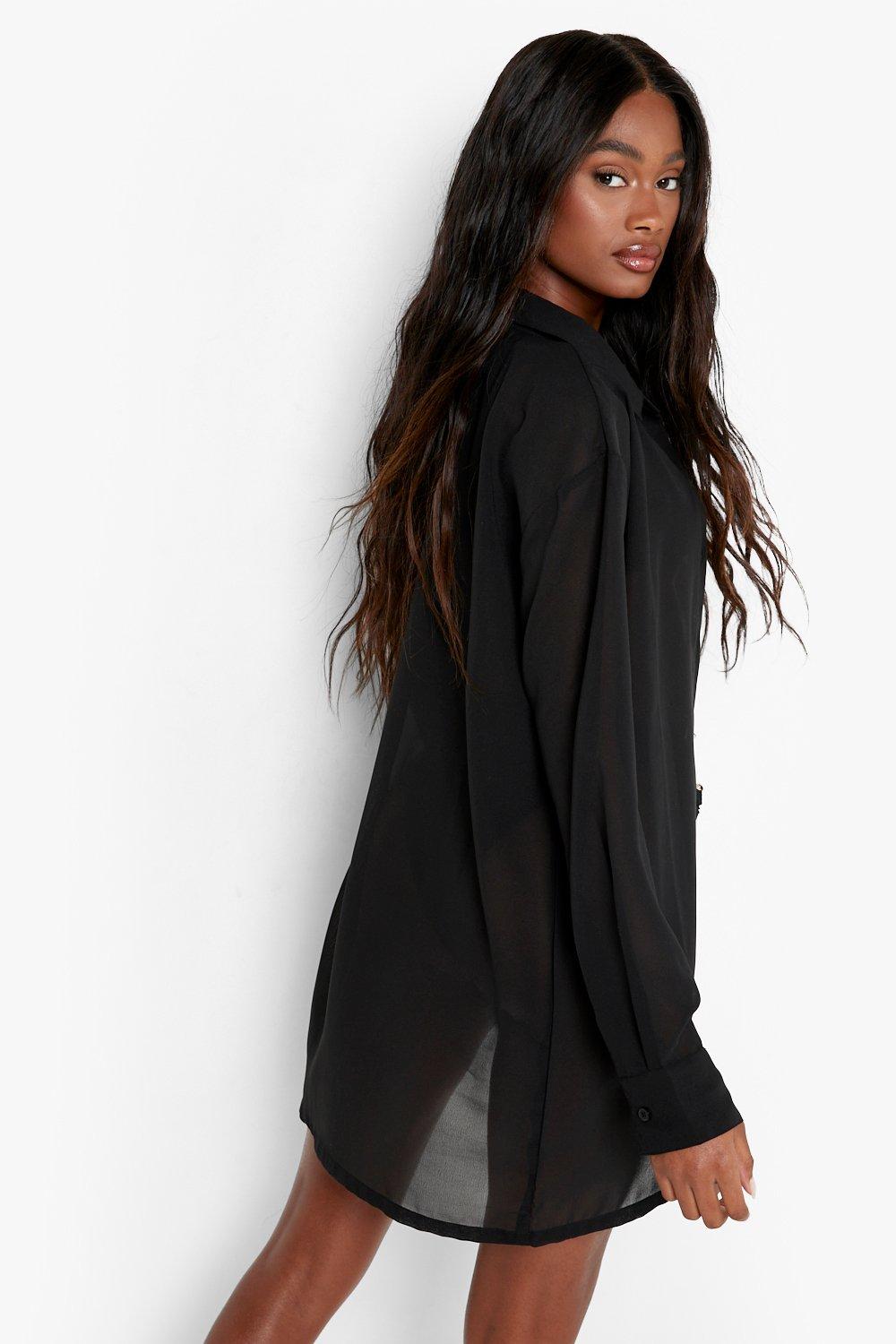 Black chiffon shop tunic dress