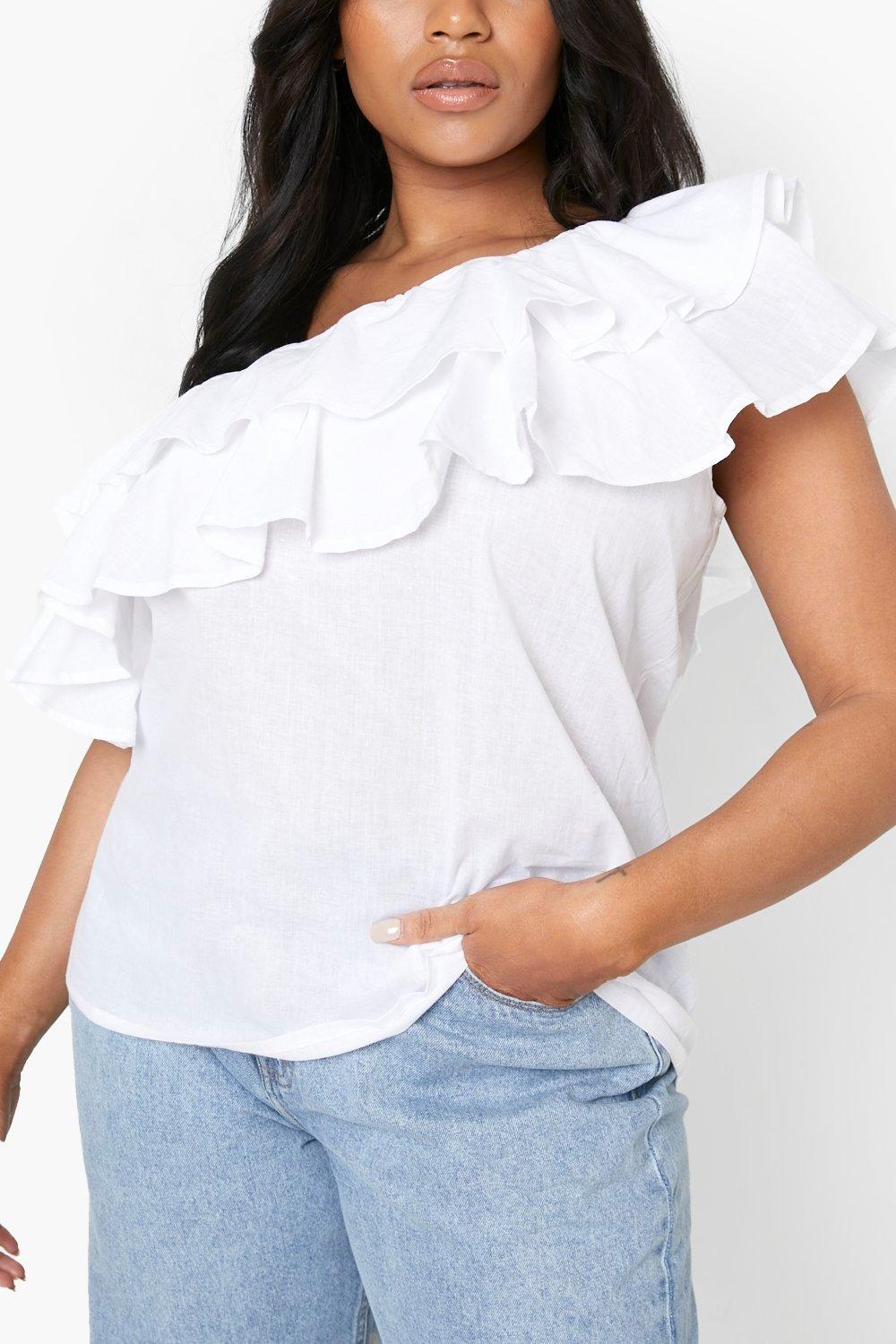 Woven Frill One Shoulder Top