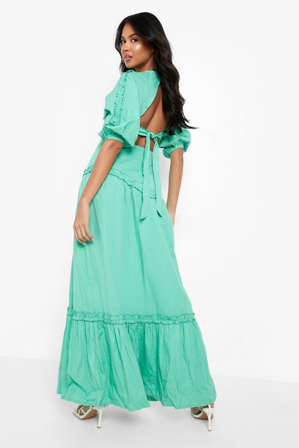 women's cotton maxi dress with sleeves