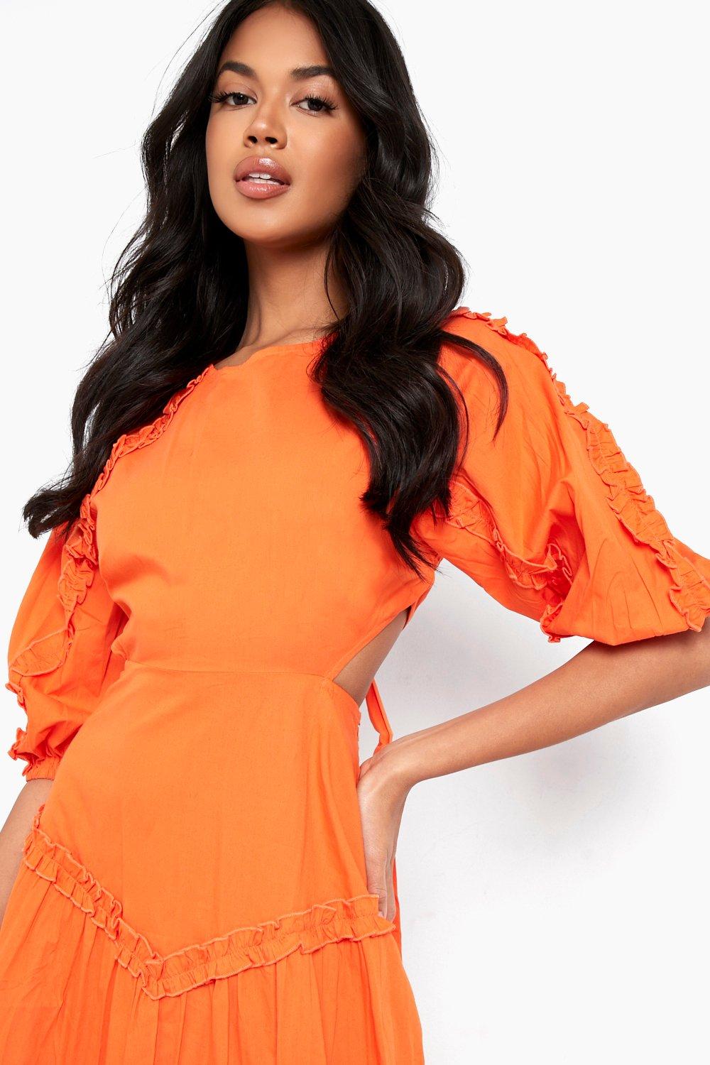 Orange sales cotton dress