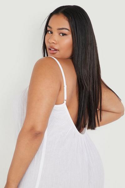 boohoo white Plus Cheesecloth Scoop Back Maxi Dress