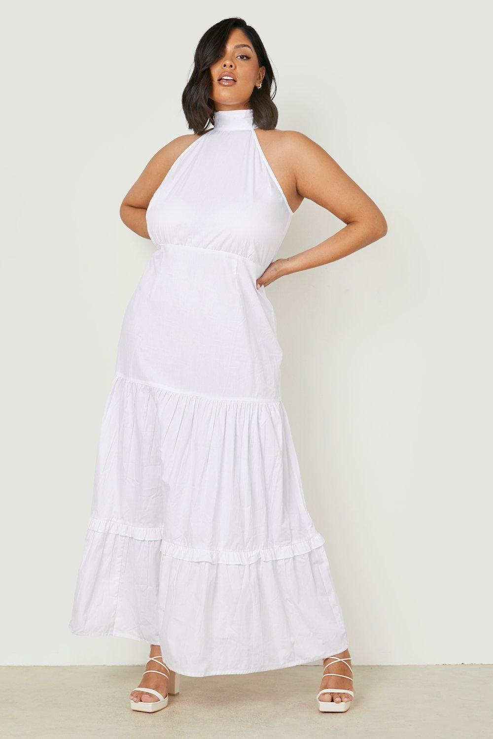 Boohoo curve cheap white dress